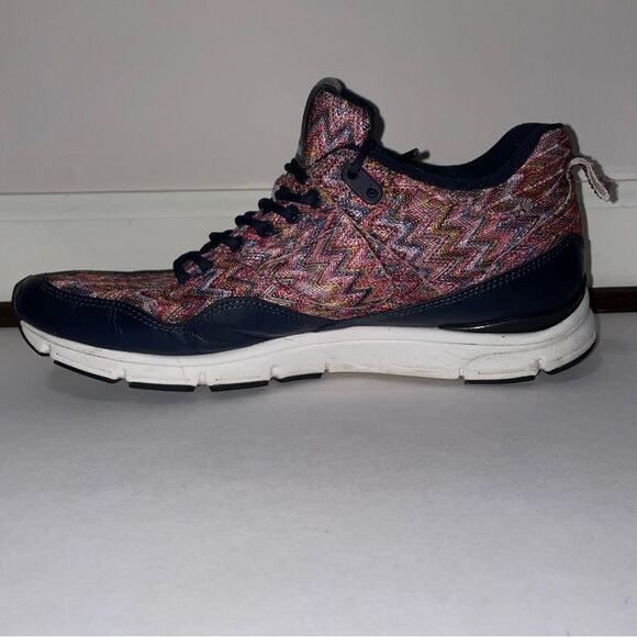 NFN Gourmet Trainer Sneakers Colorful Knit on Navy Men's Size 11 - Picture 2 of 10